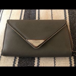 Rebecca Minkoff Gray Leather Long Zippered Wallet
